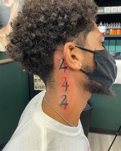 angel number tattoo neck|Angel number neck tattoo